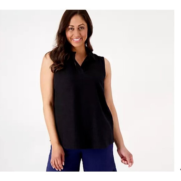Joan Rivers Tops - Joan Rivers Women Top Sz XL Sleeveless Linen Ladder Stitch Black A506530